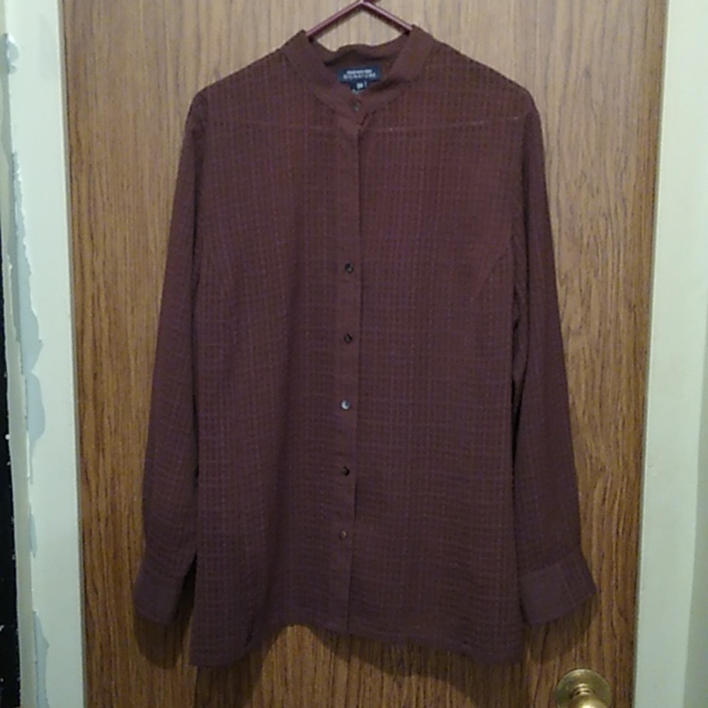 JONES NEWYORK WOMENS BUTTON UP SHEER